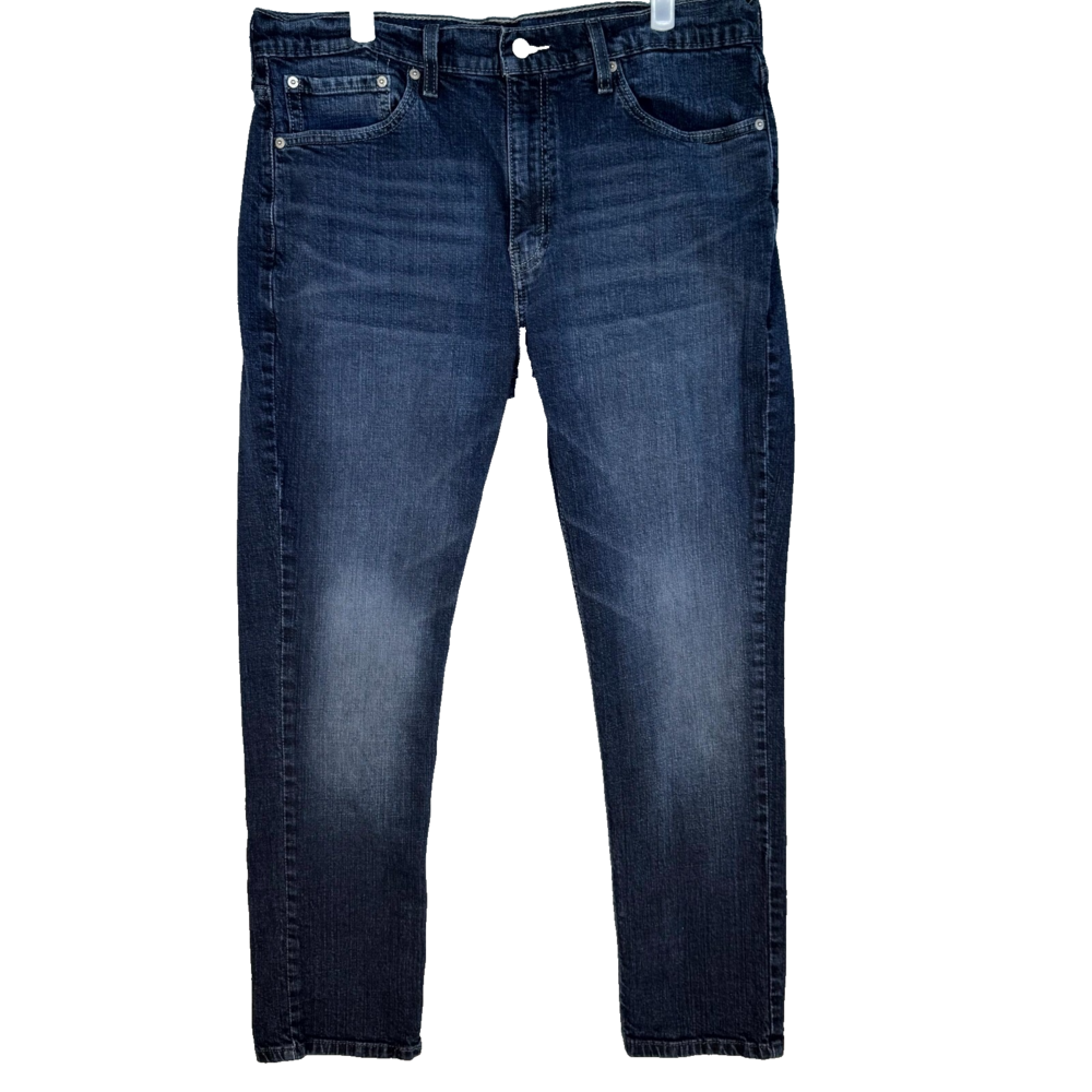 Levi's S37 Men Jeans 36X30 Blue Denim Stretch Mid-Rise Slim Fit Straight Zip Fly
